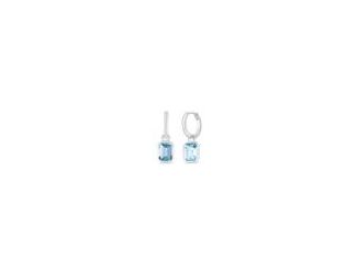 These gorgeous sterling silver huggies feature 9x5mm blue topaz. The gemstones are emerald cut and feature parallel step-facets, which give the stones a larger appearance. Simple and dainty, these earrings are the perfect match to every outfit.