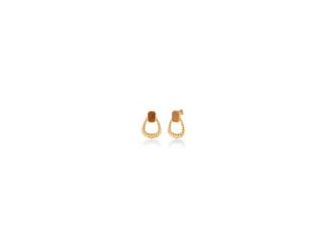 Make a bold statement with these 18k yellow gold plated sterling silver Tiger's Eye door knocker stud earrings. Featuring a rectangular-cut Tiger's Eye stone set atop a sculptural, textured drop, each earring showcases the gemstone's rich golden-brown ton