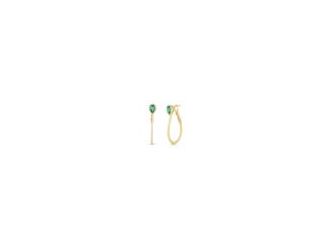 Add a touch of luxury to your wardrobe with our stunning 14k yellow gold hoops, where pear-shaped emeralds take center stage with their mesmerizing, vibrant green hue. These inside out diamond hoops will catch the light and draw attention. Expertly crafte