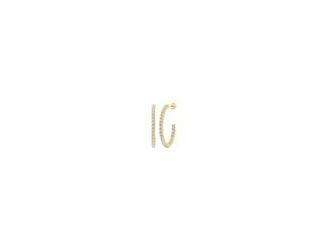 Illuminate every moment with these 14k yellow gold inside-out diamond hoops. Each 15.4mm hoop shimmers with round-cut diamonds expertly pav set to sparkle from every angle. Lightweight and effortlessly polished, they bring a touch of luxury to both everyd