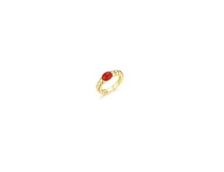 PARIKHS Bubbly Ring with Red Accent stone in Gold Plating over 925 Sterling Silver skillfully made with exceptional detail for brilliant finish. Made for holiday incentives and engagement gift.