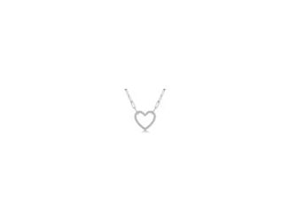 This chic necklace features a heart-shaped pendant accented by .10twt brilliant-cut round diamonds set in high-polished sterling silver. A contemporary 18" paperclip chain finishes the beautiful design that's secured with a lobster clasp.