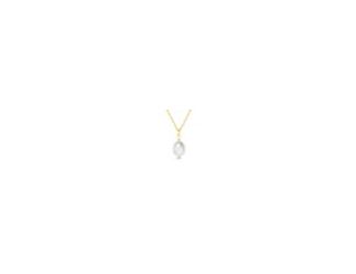Open yourself to the wonder of pearls. This fresh and lovely teardrop pearl necklace is the only piece you need with that pretty summer print dress or your lace tank. 7-8mm white freshwater teardrop pearl floating on an 18" sterling silver with yellow gol