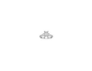 Substantial, sophisticated and scintillating, this 14k white gold fusion diamond fashion ring is a must-have. This illusion setting is made by expertly selecting different sized round and baguette diamonds (.60ctw) to give you that extra big sparkle. The 