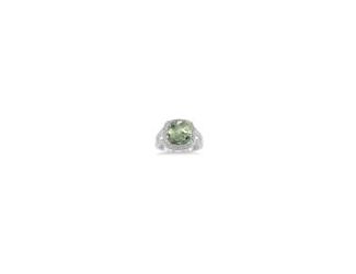 Green Amethyst & Diamond Ring Size 9