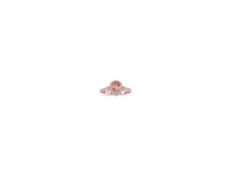 Rose gold radiance! A shimmering, peachy-pink 7x5mm pear-shaped genuine morganite is elegantly complemented by a stunning halo of round diamonds (.15twt) set in lustrous 10k rose gold. Available in whole sizes 6 thru 9.
