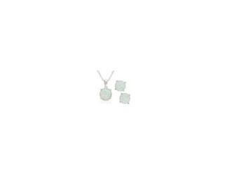 The ultimate classic but oh-so-cool, the most perfect opal stud earring and necklace set. Classic stud earrings featuring 5mm genuine round blue opals and a solitaire pendant necklace featuring a 6.5mm round opal set in lustrous sterling silver. Suspended