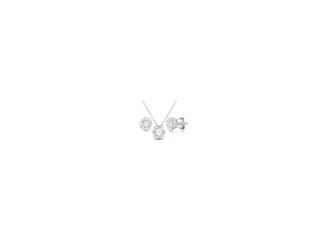 Perfectly delicate and dazzling. This sterling silver pendant necklace features .10twt round diamonds with diamond cutting and scalloped details for extra radiance. Suspended from an 18" cable chain. Each earring in this set features shimmering diamonds, 