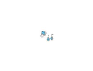 Keep life colorful with the happy hue and standout style of this sterling silver blue topaz and diamond earrings and ring set. In the earrings and ring, enchanting 9x6mm pear-shaped blue topaz are perfectly perched amidst high-polished sterling silver, wi