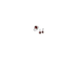 Keep life colorful with the happy hue and standout style of this sterling silver garnet and diamond earrings and ring set. In the earrings and ring, enchanting 9x6mm pear-shaped garnets are perfectly perched amidst high-polished sterling silver, with .10t