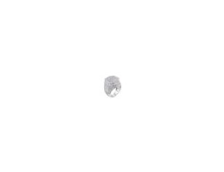 Men's 10.4MM Statement Baguette Clear CZ Studded Octagon Top Ring in Rhodium Plating over 925 Sterling Silver Size-10