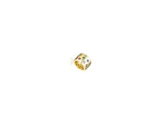 One of a Kind Gold Plated Multi Colored Cubic Zirconia Wide Band Ring. This ring features wide band design made out of small round multicolored: green, blue, pink, peridot, amethyst, light blue cubic zirconia set in two, three and four prong setting, set 