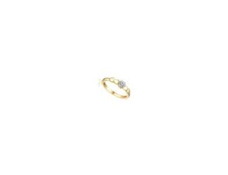 14K Gold Plated with Clear Cubic Zirconia Heart Design Solitaire Ring. This beautiful 14K Gold Plated Solitaire ring adds a touch of romance to your look. Featuring a brilliant round-shaped clear cubic zirconia nestled between delicate heart designs on th