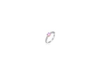 Two Tone with Pink & Clear Cubic Zirconia Halo Ring. This beautiful ring adds a pop of color to your collection. Featuring a cushion-shaped pink cubic zirconia at its center, its beautifully framed by a halo of clear CZ stones for extra sparkle. The white