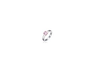 Two Tone with Colored Cubic Zirconia Engagement Ring. This beautiful ring adds a pop of color to your proposal, featuring a dazzling princess-cut cubic zirconia in your choice of pink or green. The sleek silver band is accented with warm 18K rose gold pla