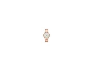 Designed for the modern woman, this Kenneth Cole New York timepiece from the Monroe collection radiates understated sophistication. The textured mother of pearl dial draws the eye inward, while sleek rose gold-tone hour markers and hands add a refined tou