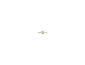 This timeless solitaire ring features a round lab-grown diamond weighing 1 CT, elegantly secured in a classic 4-prong setting that maximizes brilliance and light performance. Crafted in 14K yellow gold, the clean and refined design highlights the beauty o
