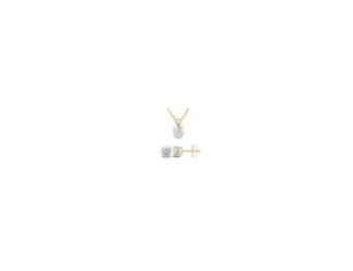 3.00ct Round Lab Grown Diamond Pendant-Earrings Set with chain in 14K Yellow Gold Color-FG, Clarity-VS1 VS2