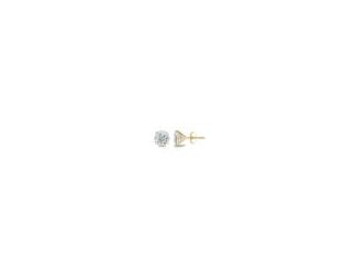 A stunning pair of 1.50ct Round lab grown diamond solitaire earrings set in elegant 4-prong martini settings, expertly crafted in 14K Yellow gold. Featuring hand-set and matched round diamonds of EF color and VS clarity, these certified studs offer timele