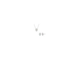 Whether you wear them together or separately, this Sterling Silver White Opal Necklace & Earring Set fits any occasion. The chain measures 18" and  features White Opal Stones. A lobster clasp is used to secure the necklace while the earring have a post de