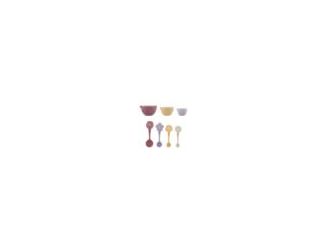 In the Meadow collection is intricately embossed with delicate florals and foliage, with a beautiful colour palette. Set includes 3 Measuring Cups - 1 cup, 1/2 cup and 1/4 cup.  4 measuring spoons 1 tablespoon, 1 teaspoon, 1/2 teaspoon and 1/4 teaspoon. A