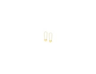 Share the love in these safety pin shaped earrings. Mix and match your ear stack. 14kt Yellow Gold Heart Safety Pin Hoop Earrings is perfect for everyday.