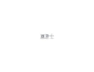 Princess cut Pushback Stud Earrings in Rhodium Plating over 925 Sterling Silver 0.08ct, Color-IJ, Clarity-I1 I2