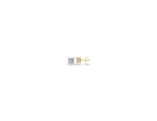 Princess cut Pushback Stud Earrings in Yellow Plating over 925 Sterling Silver 0.09ct, Color-IJ, Clarity-I1 I2