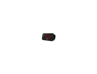 Digital alarm clock with large LED display. Adjustable high/low display dimmer. Volume switch for loud or soft alarm buzzer. Built-in battery backup system (requires 2 AAA batteries). Operates on 120V universal voltage adapter (included).