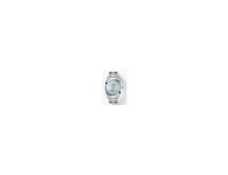 Men's automatic watch with a 40mm stainless steel case. The ice blue sunray dial features applied index hour markers and silver-tone hands, complemented by a date display at the 3 o'clock position. Set on a stainless steel bracelet with a folding clasp. P