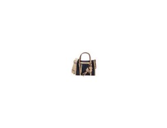 Crafted in rich dark denim with smooth contrast trim, this True Religion Denim Dangle Mini Tote is finished with signature buckle detailing, polished silver hardware, and a playful dangling horseshoe charm. Designed for versatility, the structured mini sh