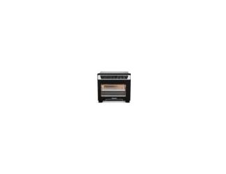 The XL Digital Air Fryer Oven offers 10 versatile cooking options for families of all sizes. It can air fry 4 lbs of wings, cook a 13 lb turkey or 5 lb chicken, toast 9 slices of bread, and bake a 13" pizza. Use the 5 pre-programmed presets to cook fries,