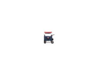 Folds easily and locks securely for safe storage and travel. Raised reclining seats with a 5-point harness and sturdy frame. Front and back zippered doors for simple safe access. UPF 50+ sun protection with removable canopy and adjustable poles. Generous 