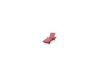 Outdoor Adjustable Chaise Lounge Chair w/Cushion - Red