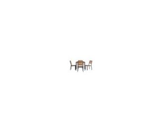 Spend more time outdoors when you add this 5 piece patio table and chair set to your patio, deck, or poolside. The faux teak synthetic slats contrast with the black metal frames and blend in almost any decor. The steel frame of the patio table features me