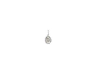 Make an entrance with this bold Pear-Shaped Diamond Crystalline Pendant. The oversized 30-carat center stone is framed by a halo of brilliance, all set in platinum-finished sterling silver. It's the perfect piece for when you want to add a touch of red-ca