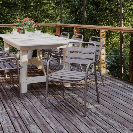Commercial Indoor-Outdoor Restaurant Stack Chair with Slat Back and Arms-Silver