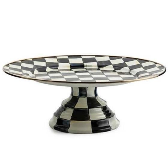 Sterling Check Large Pedestal Platter