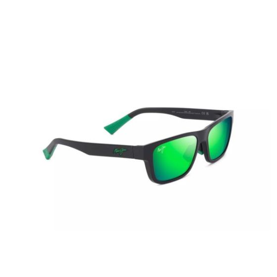 Keola Polarized Sunglasses Matte Black Frame MAUIGreen Lens