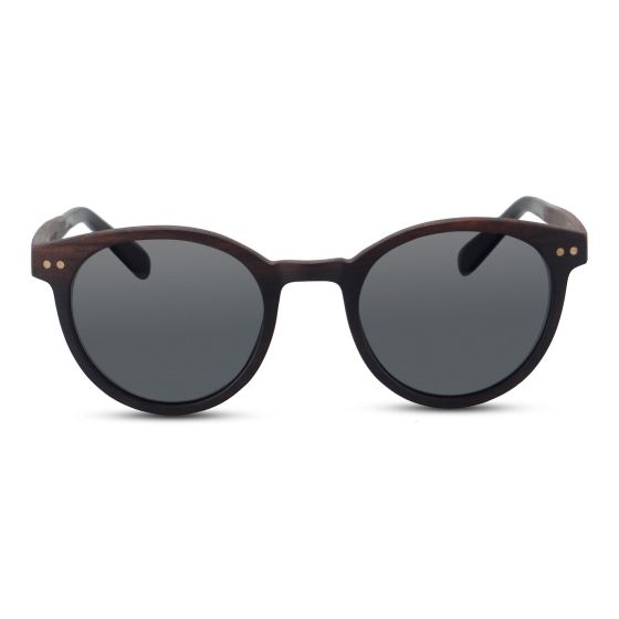 Ebony - Round Wooden Sunglasses Brown
