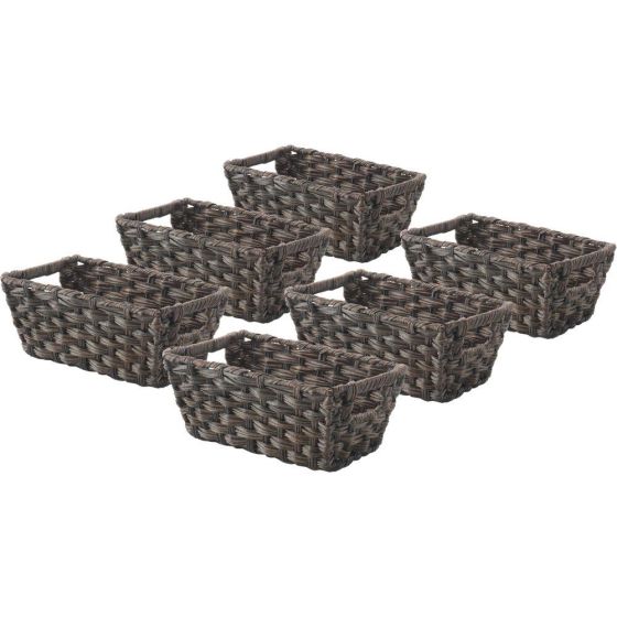 Set of 6 Split Rattique Totes in Driftwood, 11.5 L x 6.625 W x 4.5 H inches