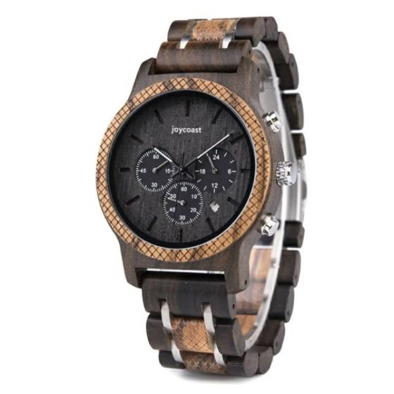 Prince  Dark Sandalwood & Zebra Chronograph Wooden Watch