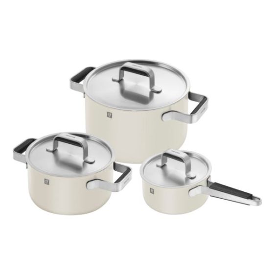 Pure 6pc Stainless Steel Pot Set Ivory White