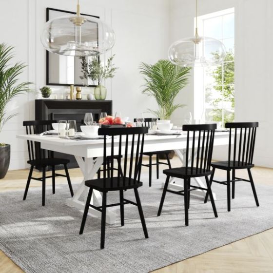 Solid Pine Farm Dining Table with X-Style Legs in Antique Rustic White-8' x 40