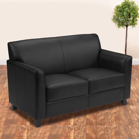 Black LeatherSoft Loveseat w/ Clean Line Stitched Frame