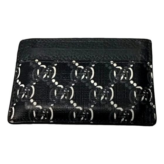 Gucci GG Shadow Black White Card Holder Wallet