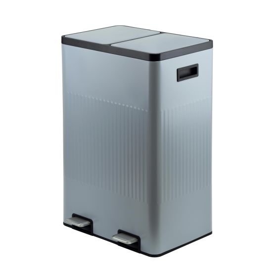 60L Dual Compartment Trash Can w/Handfree Pedal - Grey