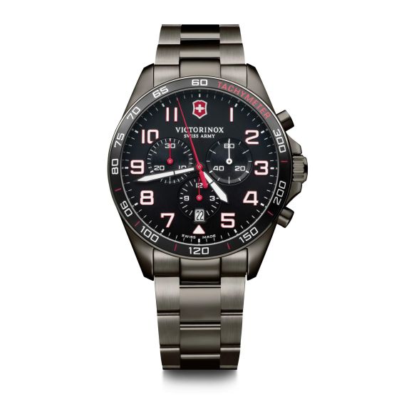 Fieldforce Sport Chrono, 42mm, Black Bezel, Black Dial, Black Pvd Stainless Steel Bracelet