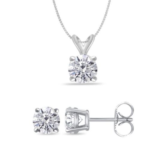 Bright White Round Lab Grown Diamond Set  in 14K White Gold 0.30ct, Color-FG, Clarity-VS