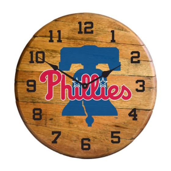 Philadelphia Phillies Oak Barrel Clock